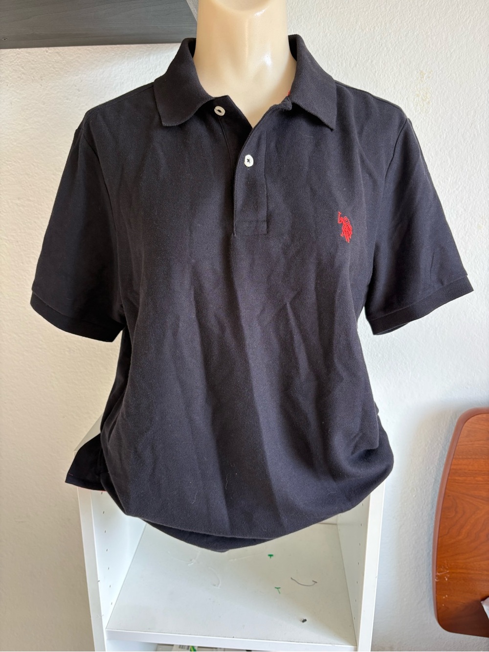 U.S. Polo Assn. Black Polo with Red Logo